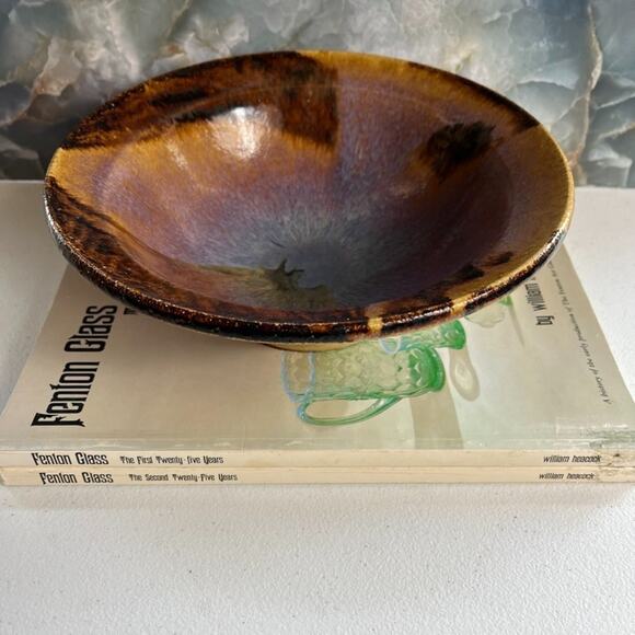 Studio Art Bowl 9" Stoneware Multicolor Dipped Bowl With Felt Bottom - Picture 1 of 12